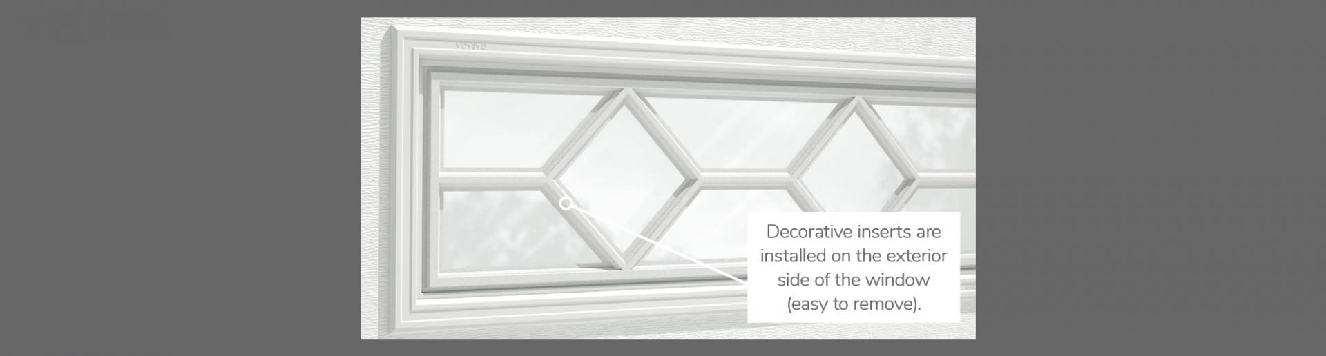Waterton Decorative Insert, 40" x 13", 21" x 13", 41" x 16" or 20" x 13", available for door R-16, R-12, 3 layers - Polystyrene, 2 layers - Polystyrene and Non-insulated
